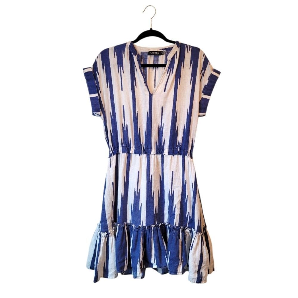 Lauren Ralph Lauren Blue and White Mini Dress